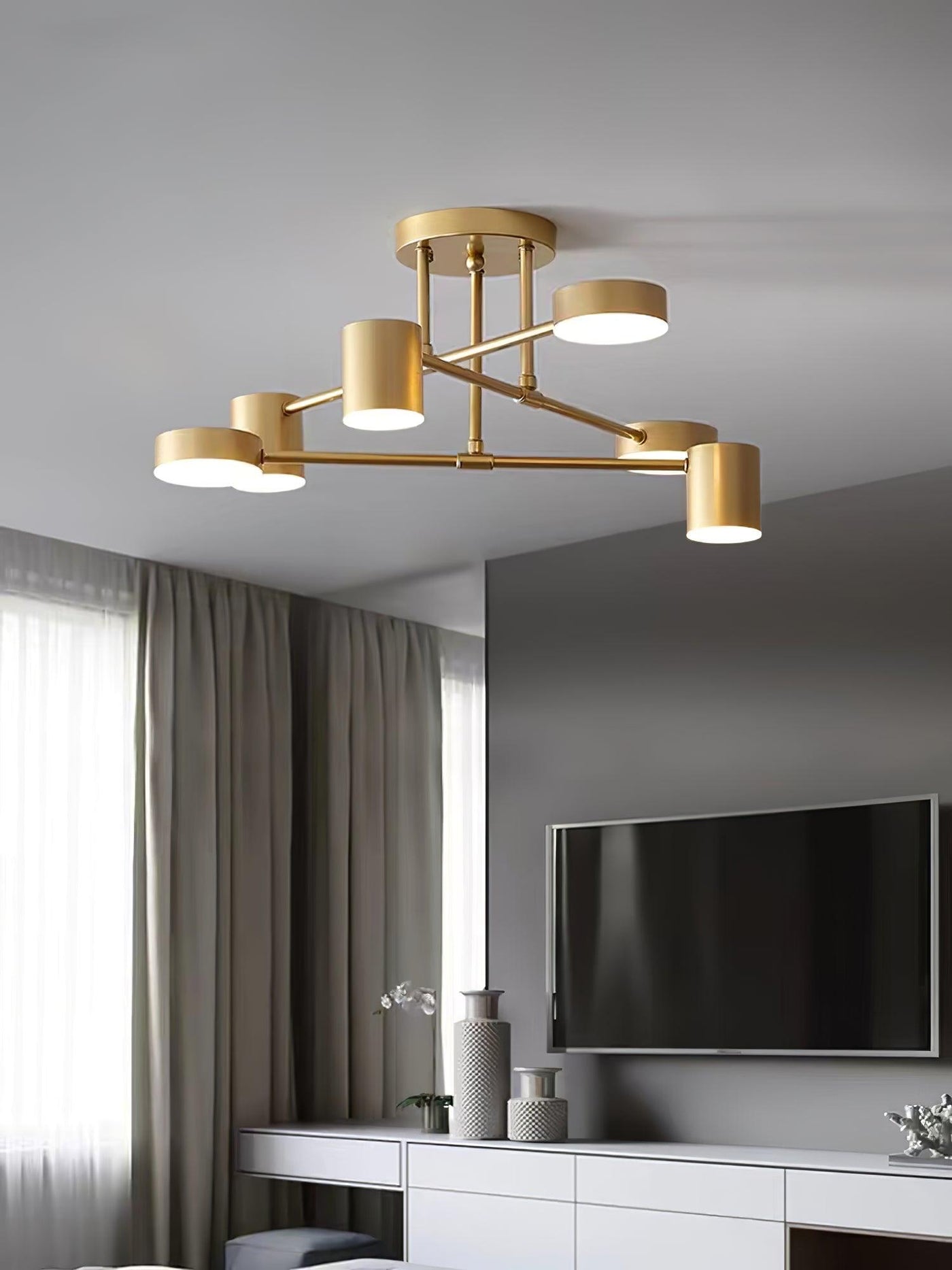 CelestialSphere | Elegant Modern Brass 6-Light Sputnik Ceiling Fixture 3