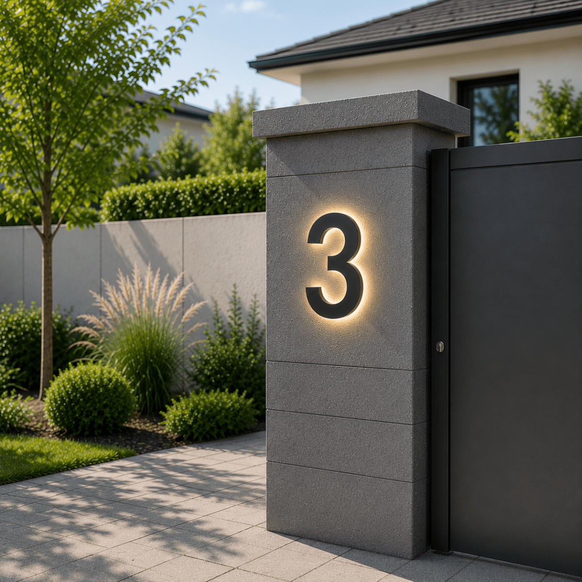 House Numbers, Illuminated LED House Number in Stainless Steel and Acrylic, Modern Door Numbers for Outside_03