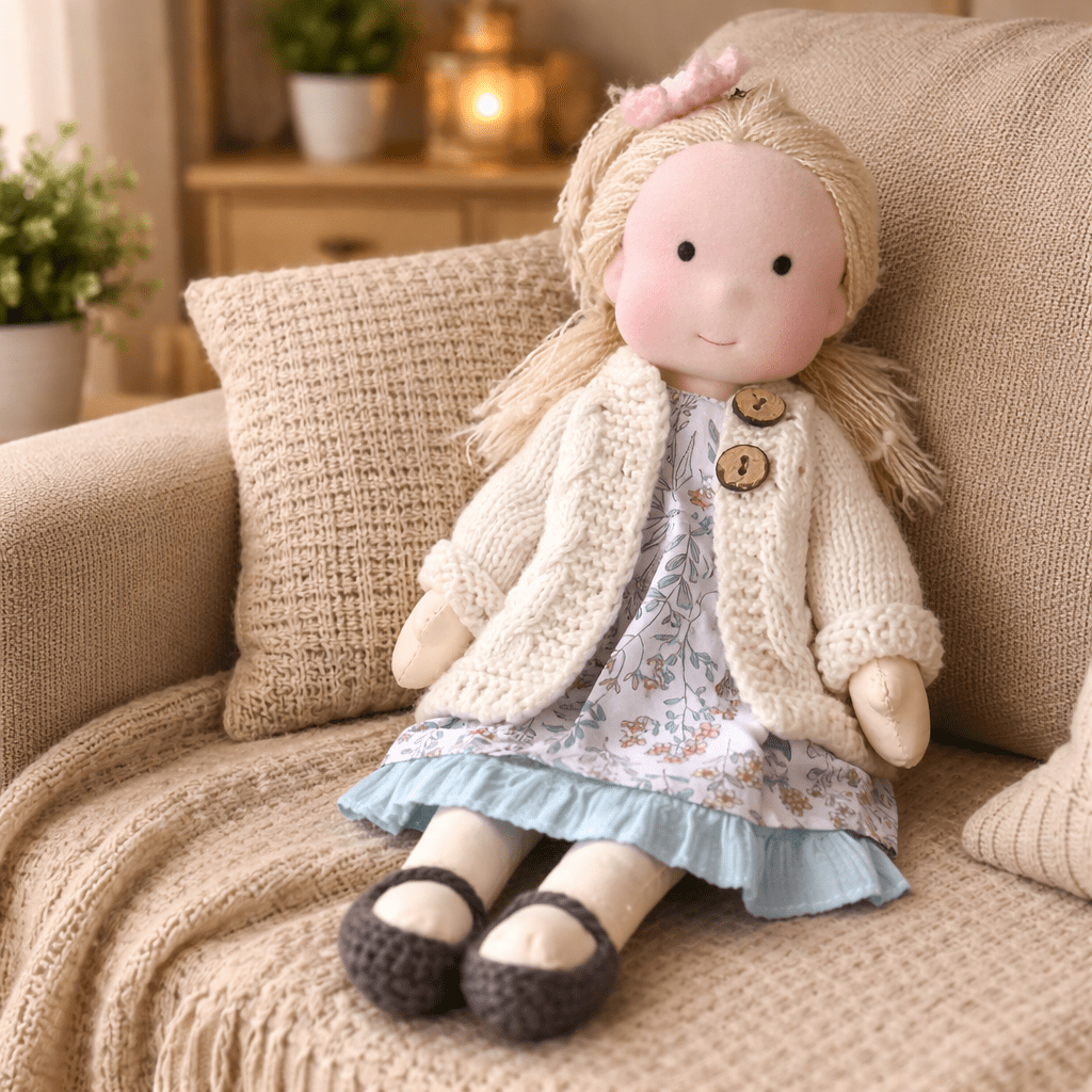 Waldorf Doll Handmade, Soft Doll with Cotton and Plush Body, Kids Toys for Creative Play, Soft Toy for Imaginative Play_16