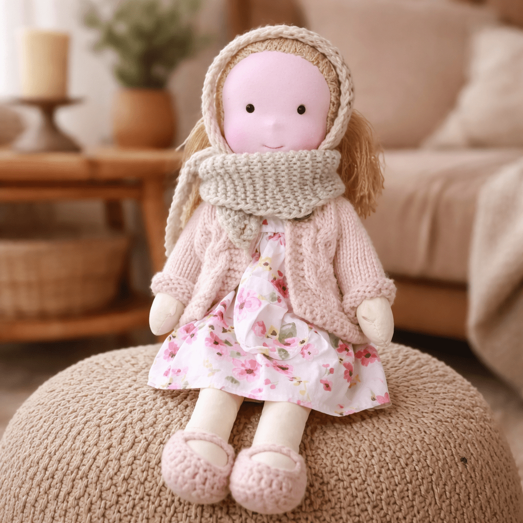 Waldorf Doll Handmade, Soft Doll with Cotton and Plush Body, Kids Toys for Creative Play, Soft Toy for Imaginative Play_21