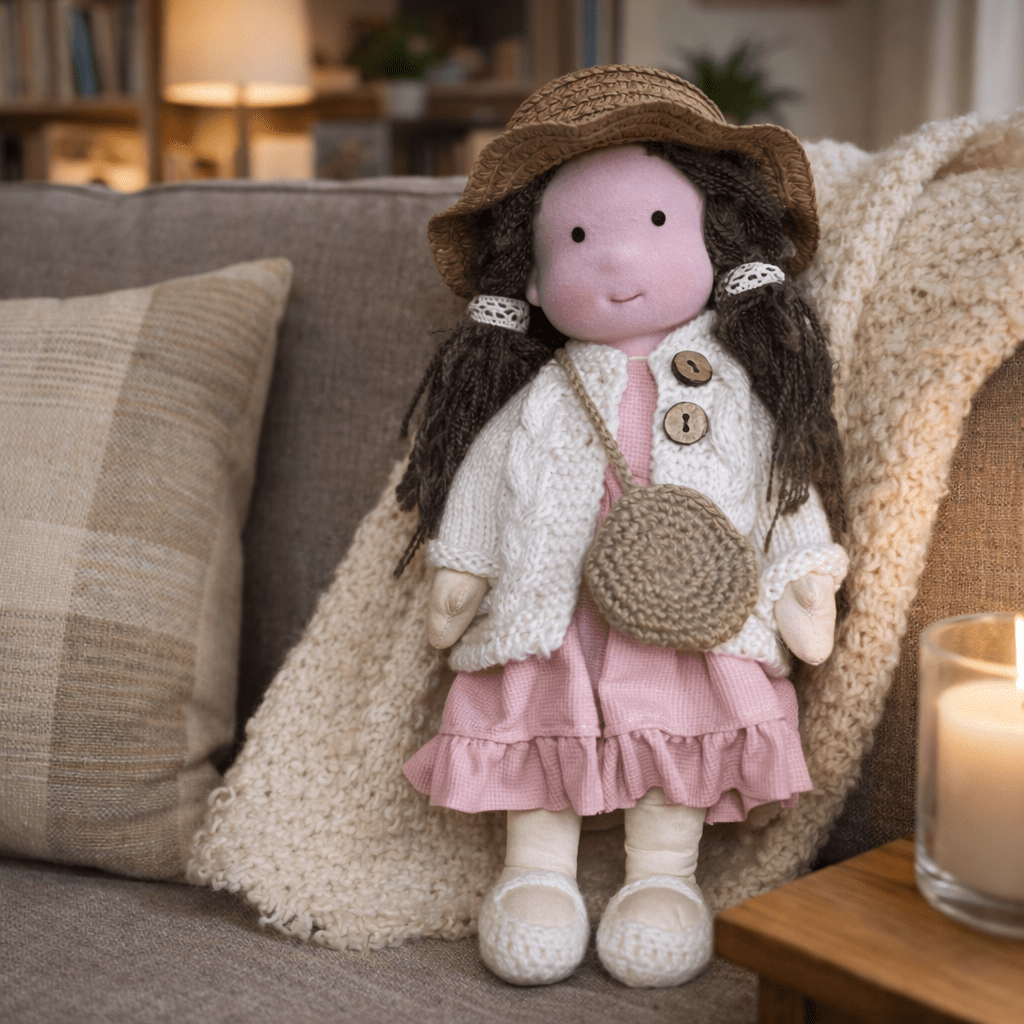 Waldorf Doll Handmade, Soft Doll with Cotton and Plush Body, Kids Toys for Creative Play, Soft Toy for Imaginative Play_26