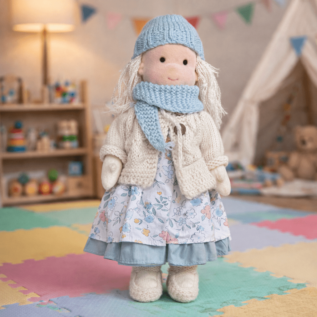 Waldorf Doll Handmade, Soft Doll with Cotton and Plush Body, Kids Toys for Creative Play, Soft Toy for Imaginative Play_00