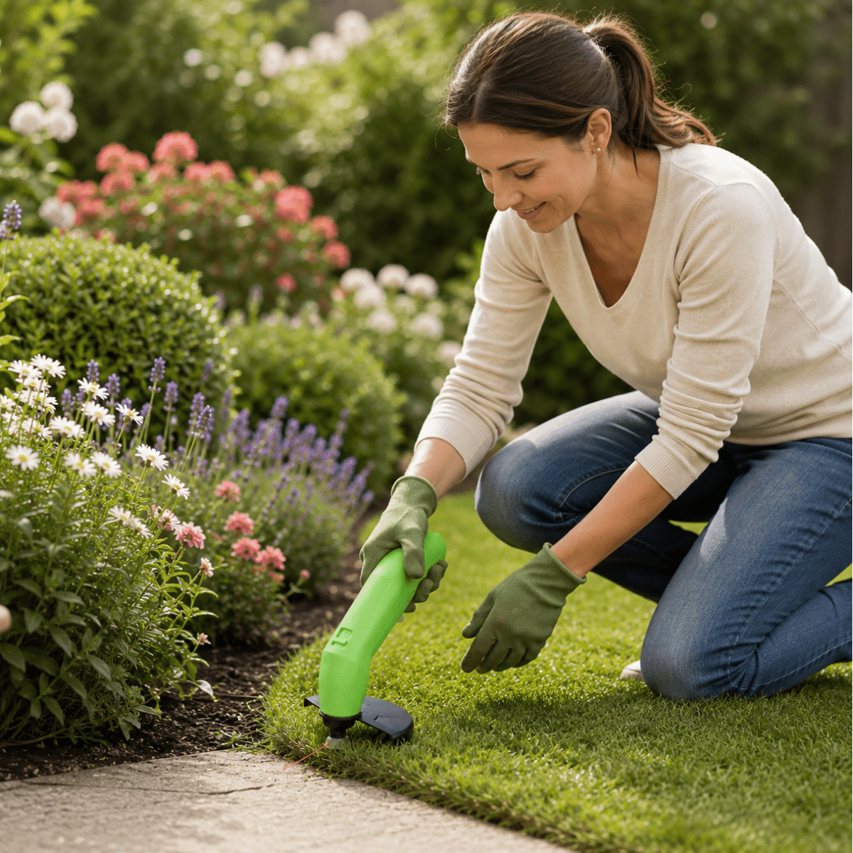 Cordless Grass Trimmer, Lawn Edger for Lawn Edges and Paths, Lightweight Garden Trimmer, Battery Garden Tools_02