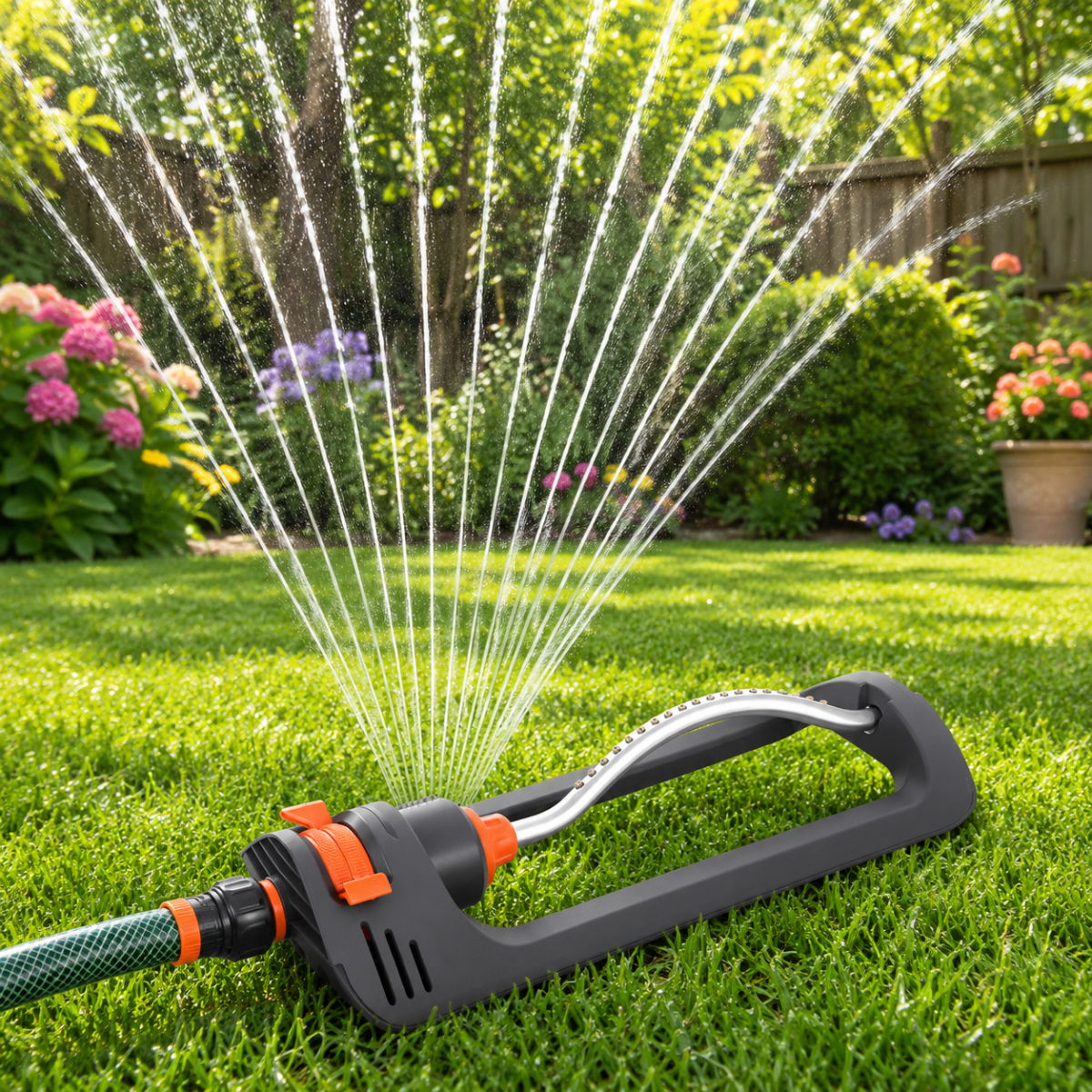 Garden Sprinkler with 4 Spray Modes, Lawn Sprinkler for Flower Beds and Vegetable Beds, Watering Sprinkler for Plants