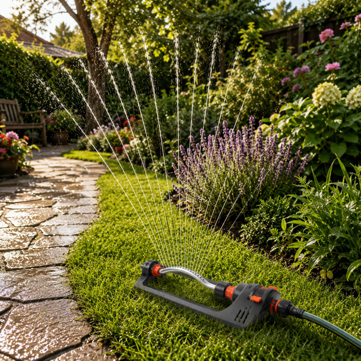 Garden Sprinkler with 4 Spray Modes, Watering Sprinkler for Plants