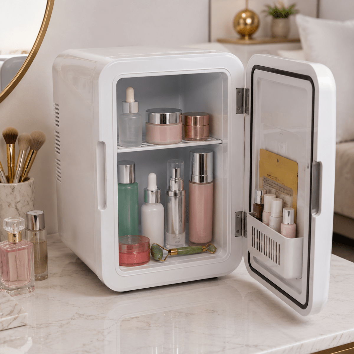 Mini Fridge 5 L for Bedroom and Office, Small Drinks Fridge USB Portable for Car and Travel, Small Fridge for Skincare