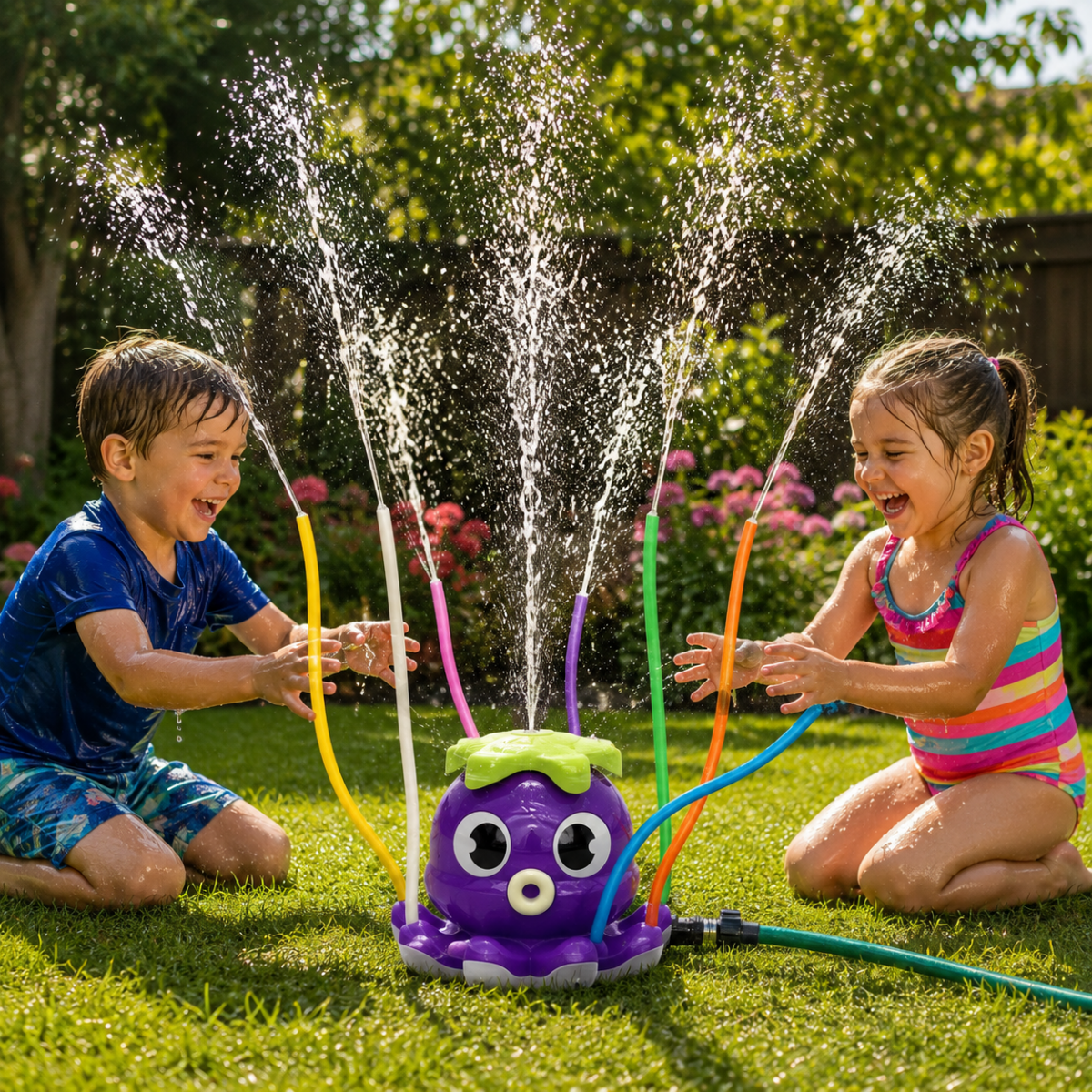 Garden Sprinkler Toy Rotating Octopus, Water Sprinkler for Kids with Spray Effects, Octopus Toy for Garden Parties_02