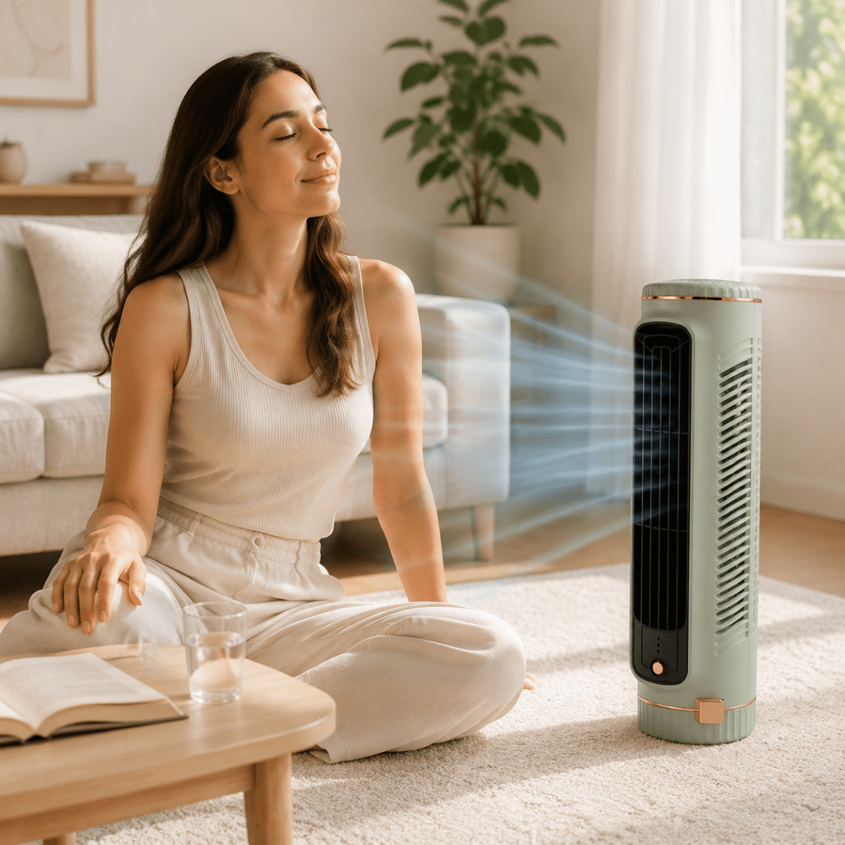 Bladeless Tower Fan with 360 Degree Air Circulation, Quiet Cooling Fan for Bedroom and Living Room, Bladeless Fan_01