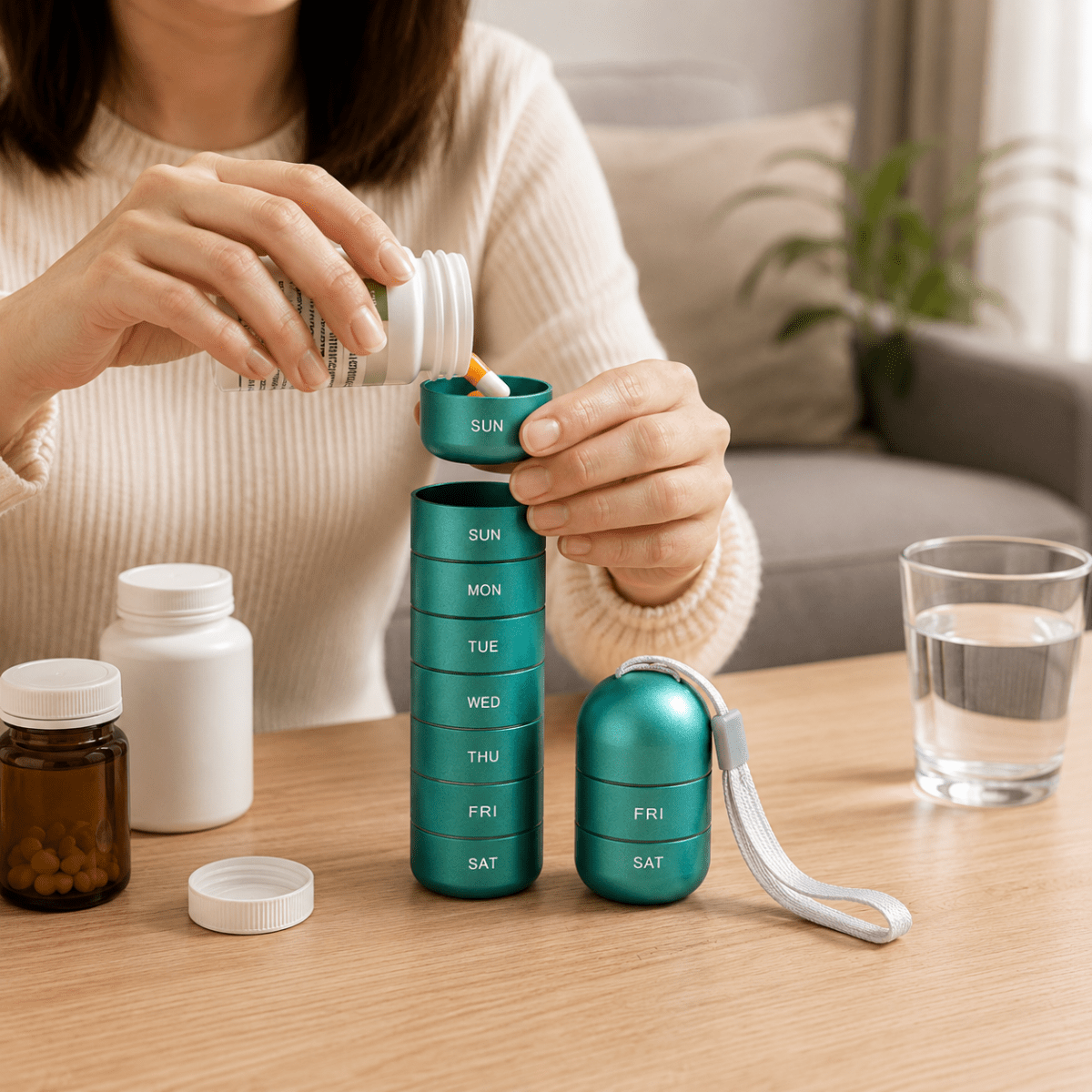 Pill Organizer 7 Day, Weekly Pill Box for Travel, Pill Organiser Box with Daily Compartments_01