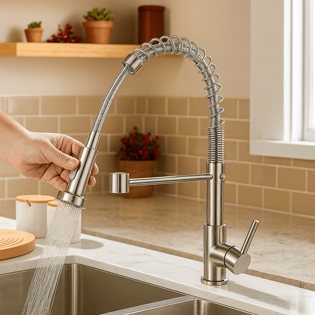 Kitchen Taps, Black and Gold Kitchen Mixer Tap with Dual Spout, Brass Kitchen Sink Tap with Flexible Hose