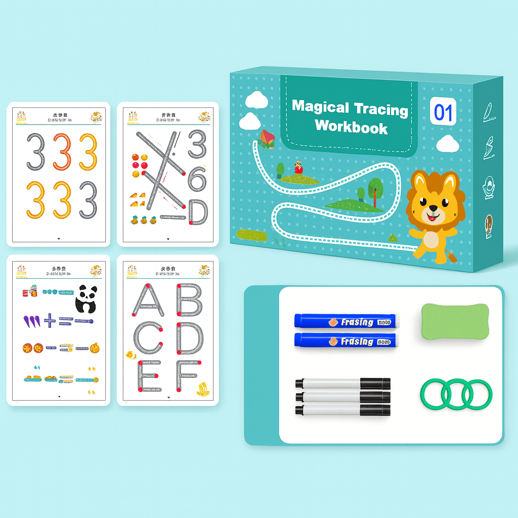 Magic Writing Pad, Reusable Learning Pad with Magic Marker, Educational Toys for 3 Year Olds, Handwriting Practice Book_04