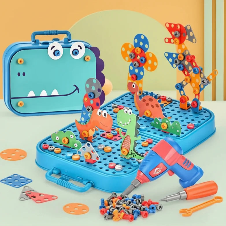 Toy Drill Set with Screwdriver and Moulds, Construction Toys