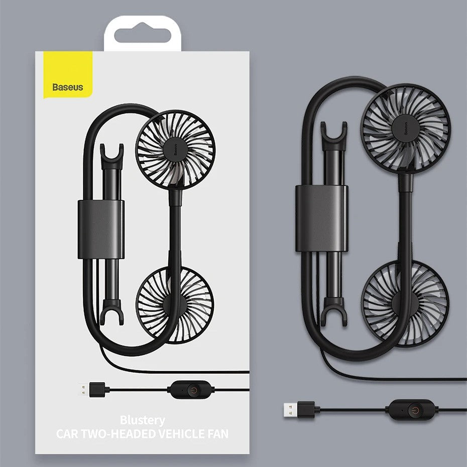 Comfort Breeze | Portable Car Fan with Dual-Head Design & 360° Rotation | USB Fan for Personalized Airflow 2