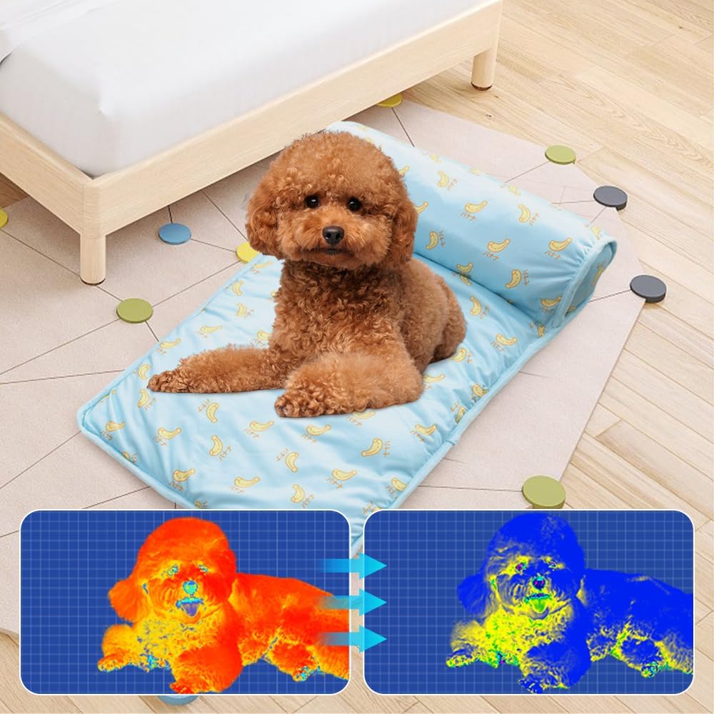 Comfort Haven | Self-Cooling Dog Bed with Plush Pillow | Easy-Clean Design for Ultimate Relaxation 1