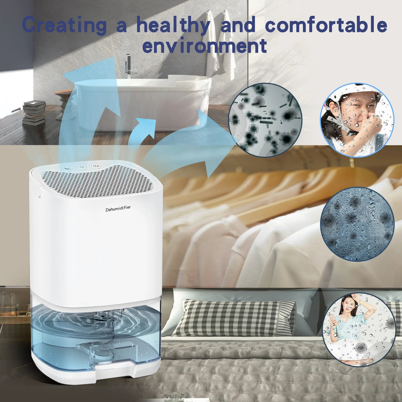 Compact Dehumidifier | Small 1000ml Model with Air Filter & Night Light | Perfect for Fresh, Drier Air 3