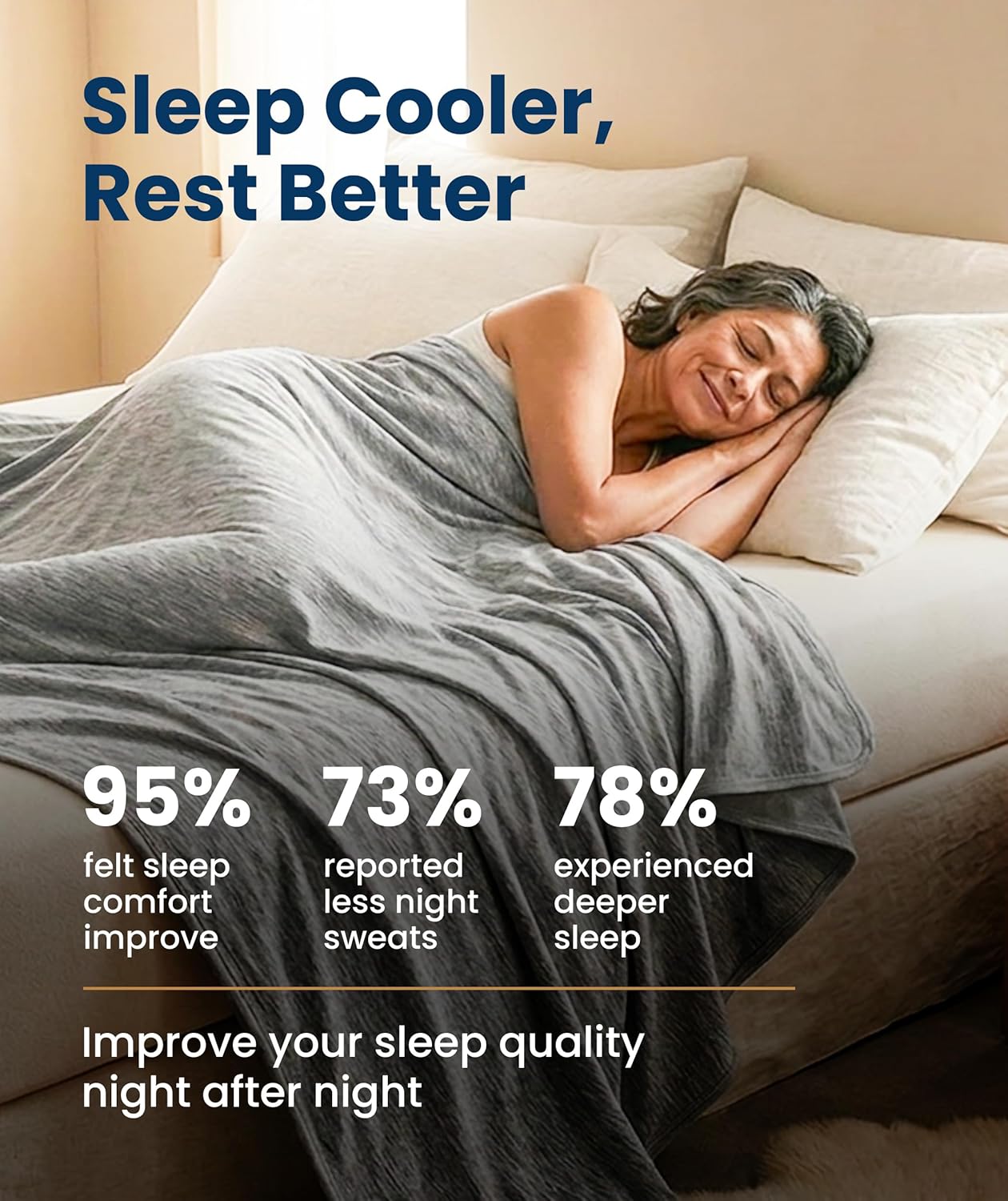 Cooling Blanket for Bed with Breathable Japanese Icy Cool Fibers | Lightweight Design for Hot Sleepers 4