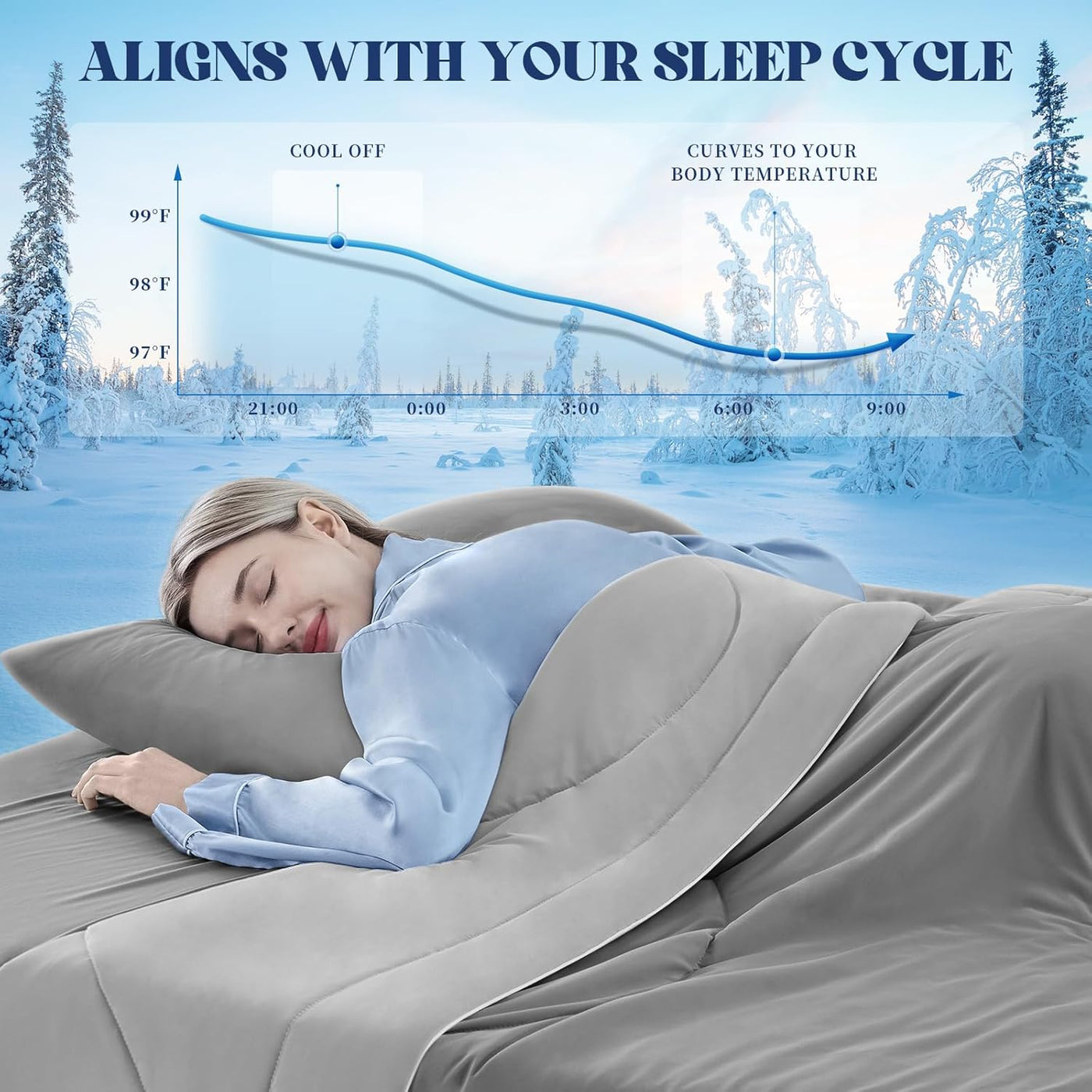 Cooling Comforter | Double-Sided Blanket with Breathable Ice Fabric | Lightweight Design for Hot Sleepers 1