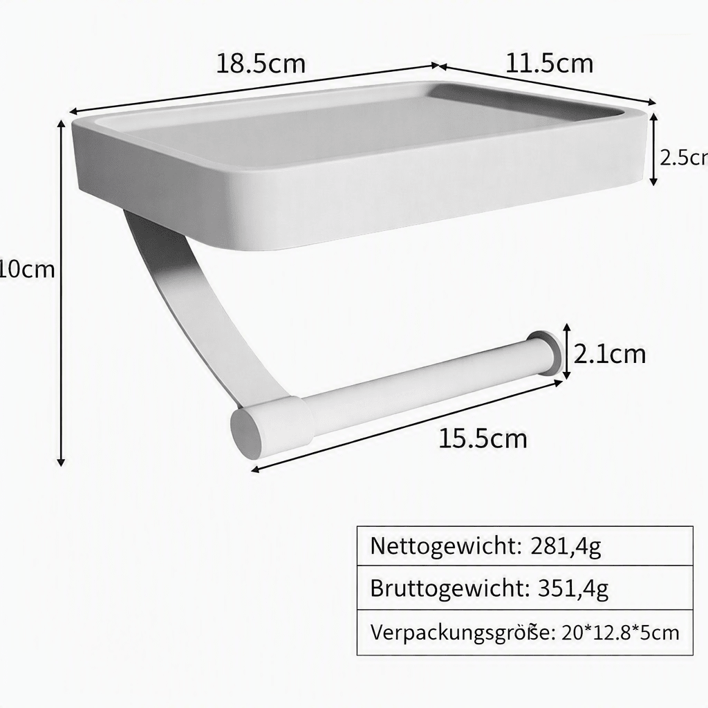 Toilet Roll Holder with Shelf, Black Toilet Paper Holder No Drill, Stainless Steel Bathroom Shelf, Bathroom Storage_07