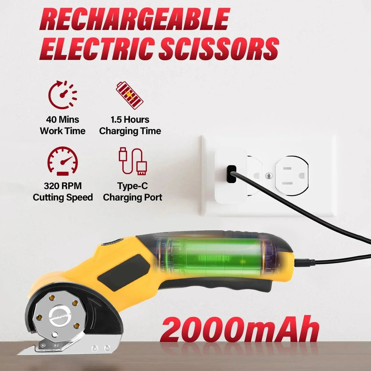 Cordless Cardboard Cutter with Rechargeable Battery, Electric Cutting Tool for Fabric and Leather – image 6