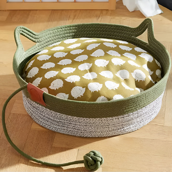 Cozy Haven | Cooling Cat Bed with Hand-Woven Design for Summer Comfort 8