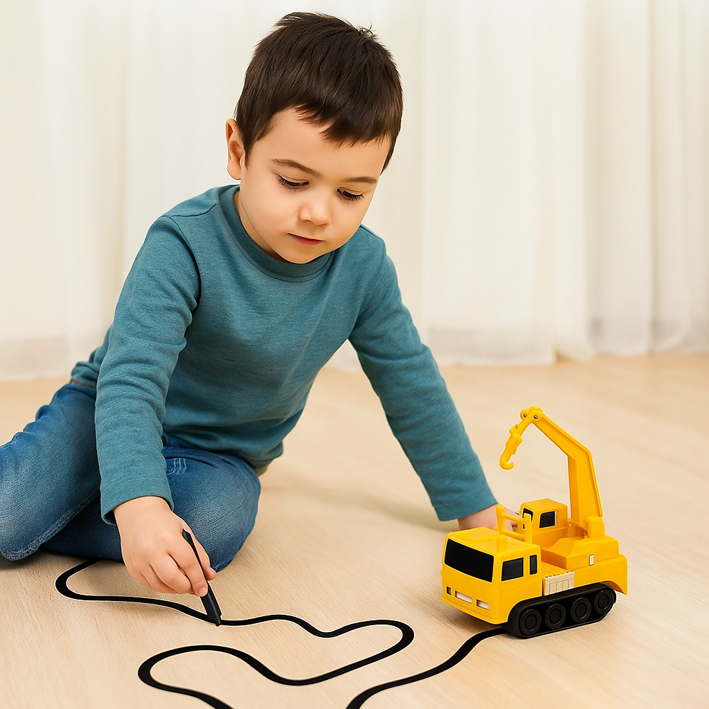 Creative Playset | Inductive Line Following Toy Car with Drawing Pen | Interactive Learning Tool for Kids Age 3+ 0