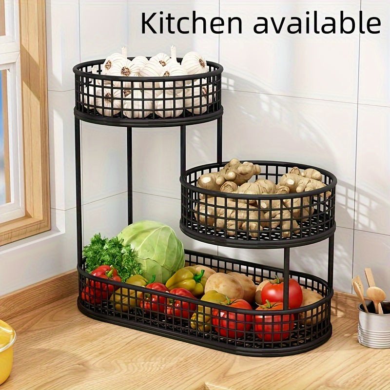 Fruit Stand for Kitchen Countertop, Tiered Metal Fruit Basket, Kitchen Storage for Snacks and Bread_05