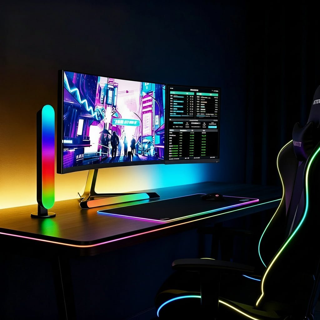 LED Light Bars USB, RGB Lights with Remote Control, Colour Changing Desk Light, Mood Lighting for Gaming Room