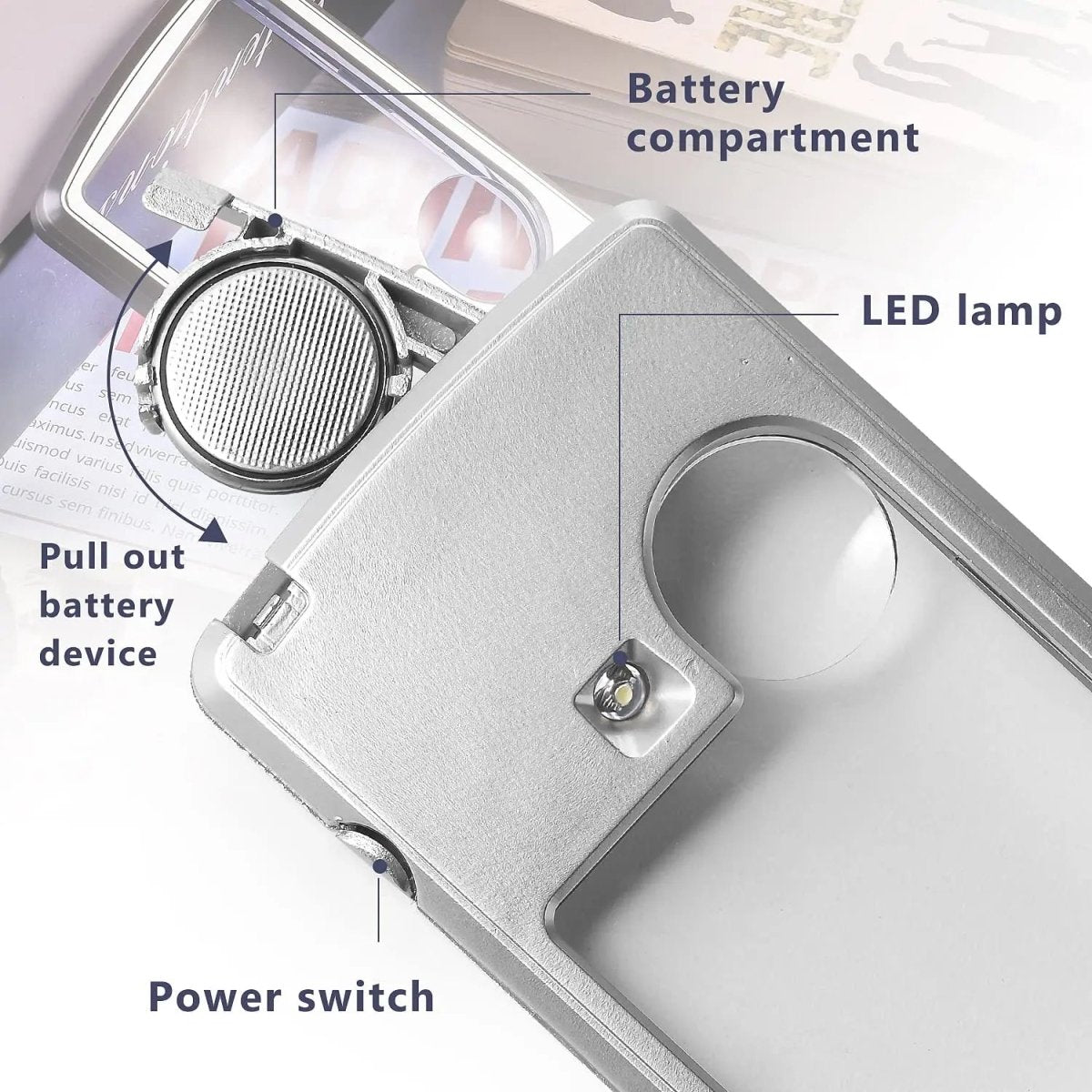 Pocket Magnifiers with LED Light, Credit Card Magnifier for Coins and Stamps – image 5