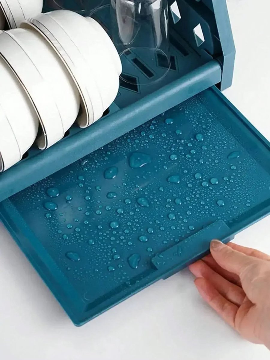 Dish Drainer with Drip Tray, 2 Tier Dish Rack with Cutlery Holder, Sink Drainer, Dish Drying Rack for Kitchen_03