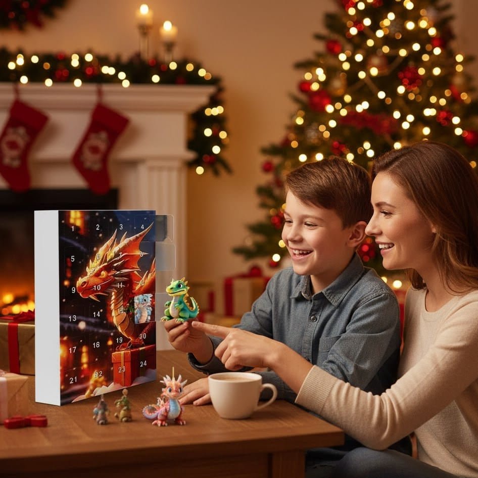 Advent Calendars for Kids, Christmas Countdown Calendar with Dragon Keyrings – image 5