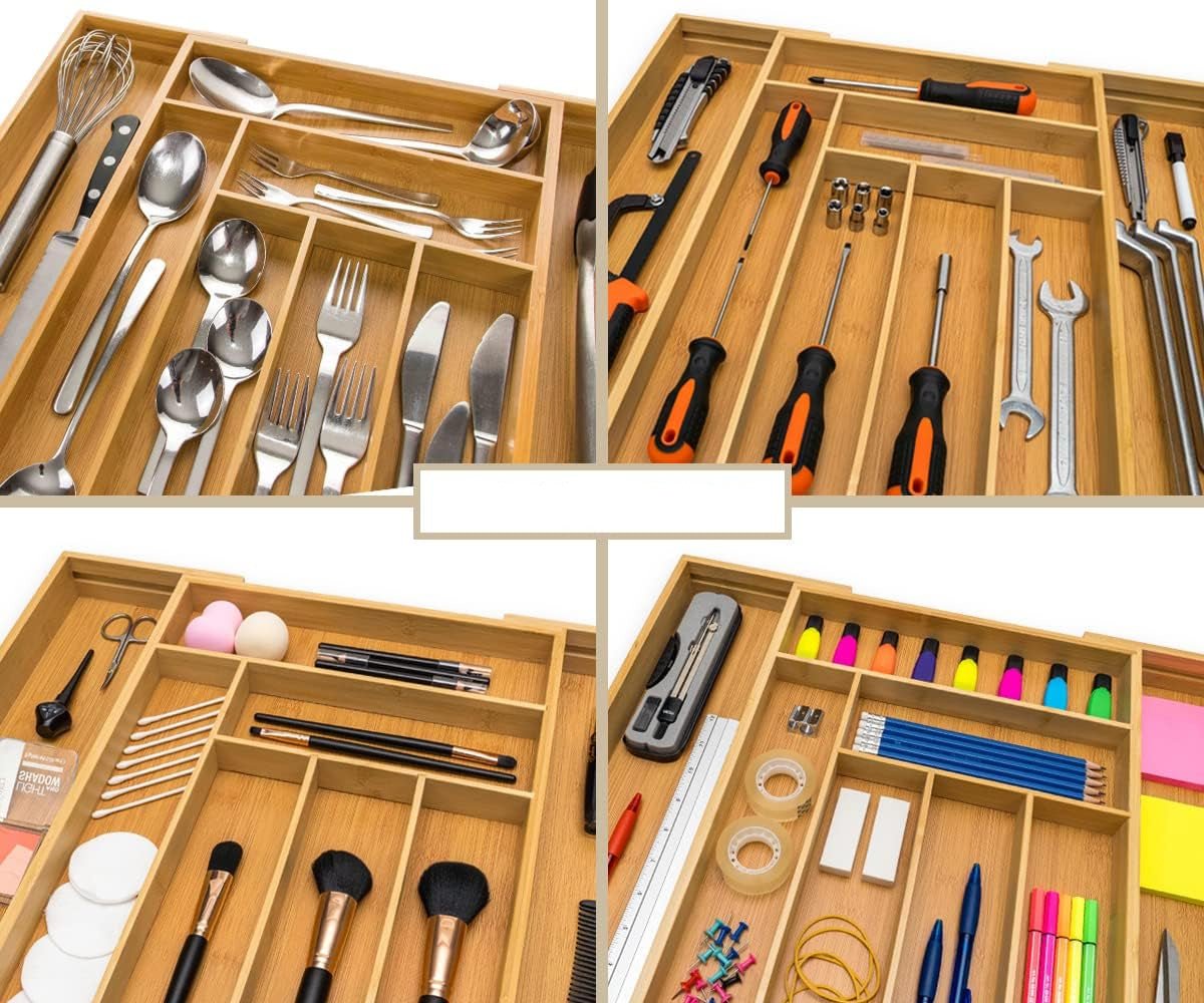 Kitchen Drawer Organiser, Bamboo Cutlery Tray, Expandable Cutlery Drawer Organiser, Wooden Cutlery Holder_02