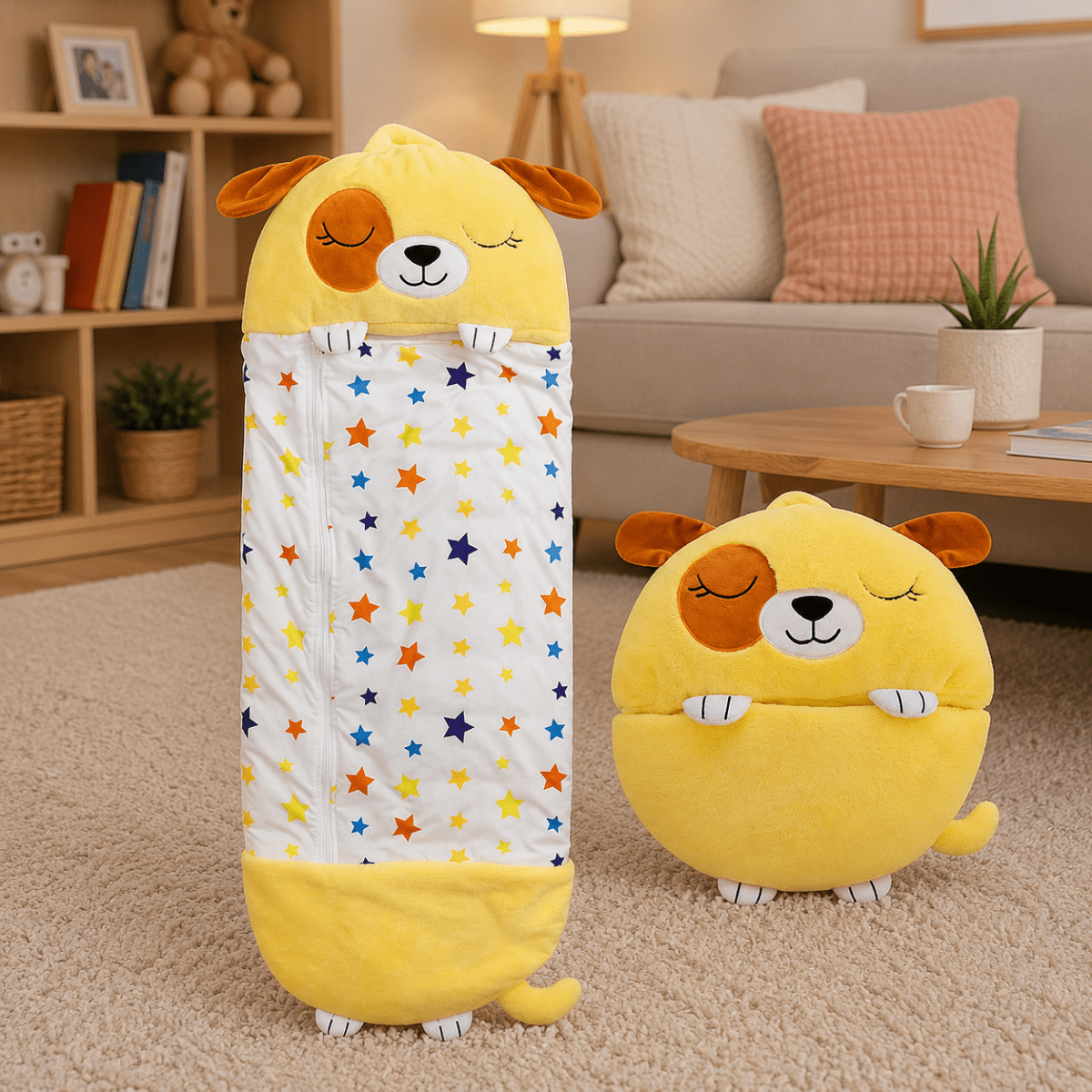 Soft Toy with Sleeping Bag, 2 in 1 Plush Toy for Kids