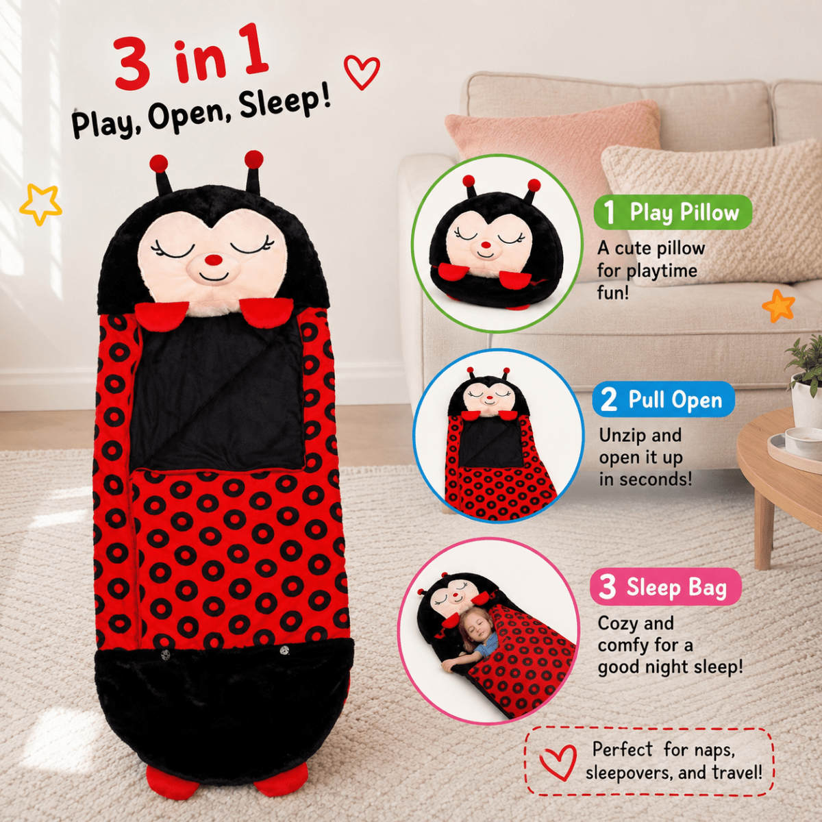 2 in 1 Plush Toy for Kids, Kids Sleeping Bag – image 13