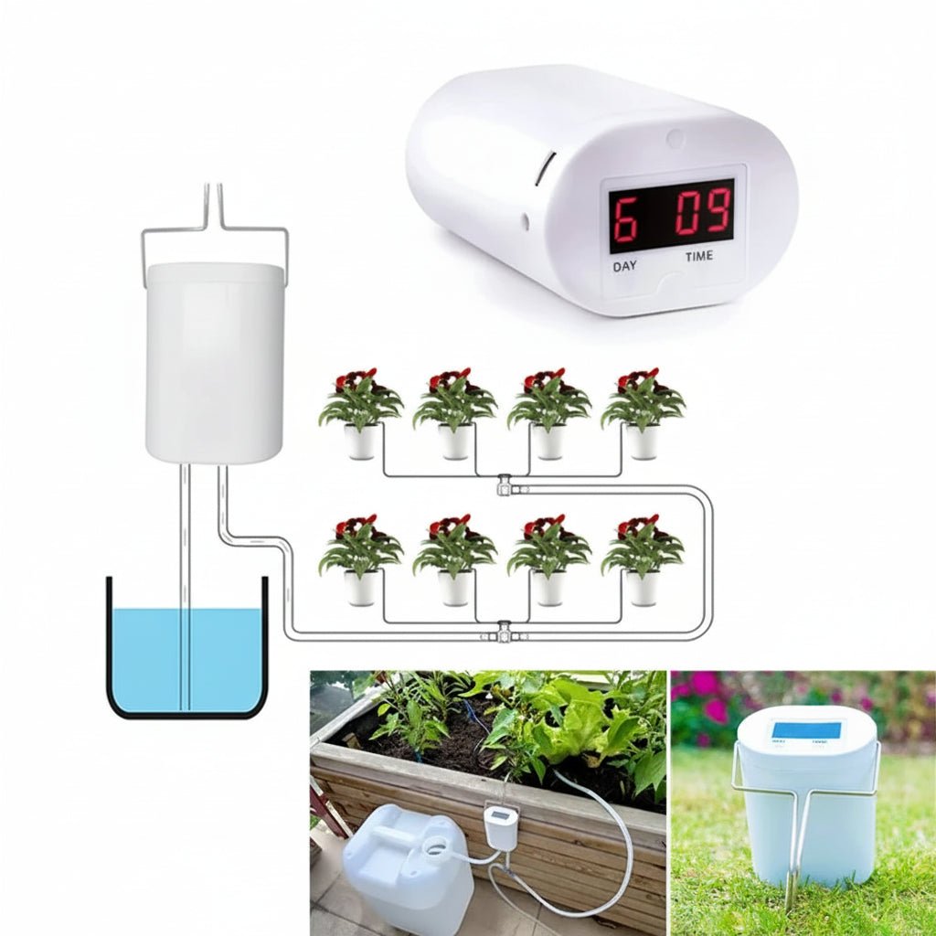 Automatic Watering System with Drip Irrigation Tubing for Self Watering Plants