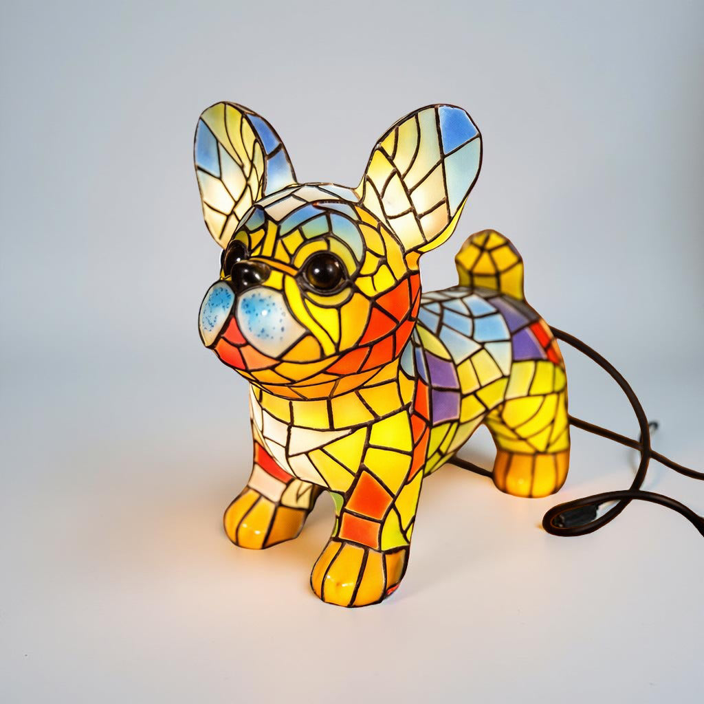 Decorative Table Lamp | Stained Glass Dog Figurine with Warm Glow | Compact Bedside Lamp for Cozy Spaces 2