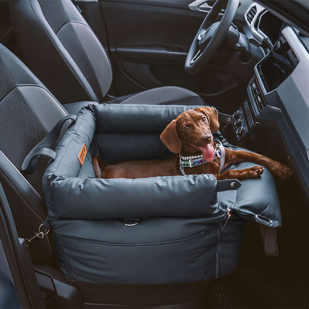 Dog Car Seat for Small and Medium Dogs, Elevated Dog Car Booster Seat with Integrated Safety Belt, Dog Car Bed_01