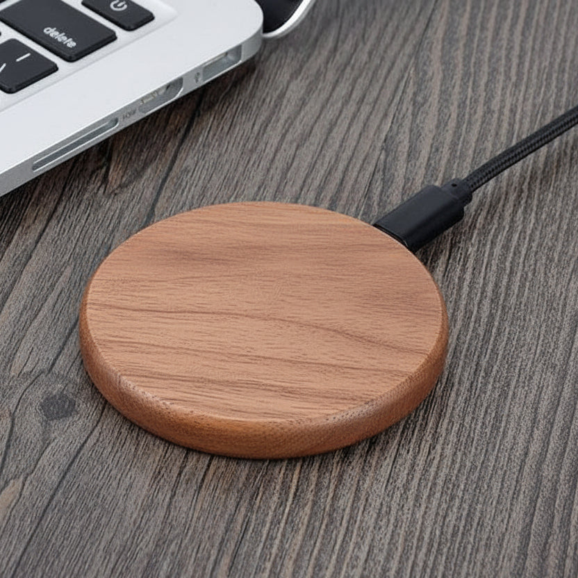 Wireless Chargers, Bamboo Fast Charger, Wireless Phone Charger for iPhone and Samsung, Qi Charging Pad, Desk Accessories