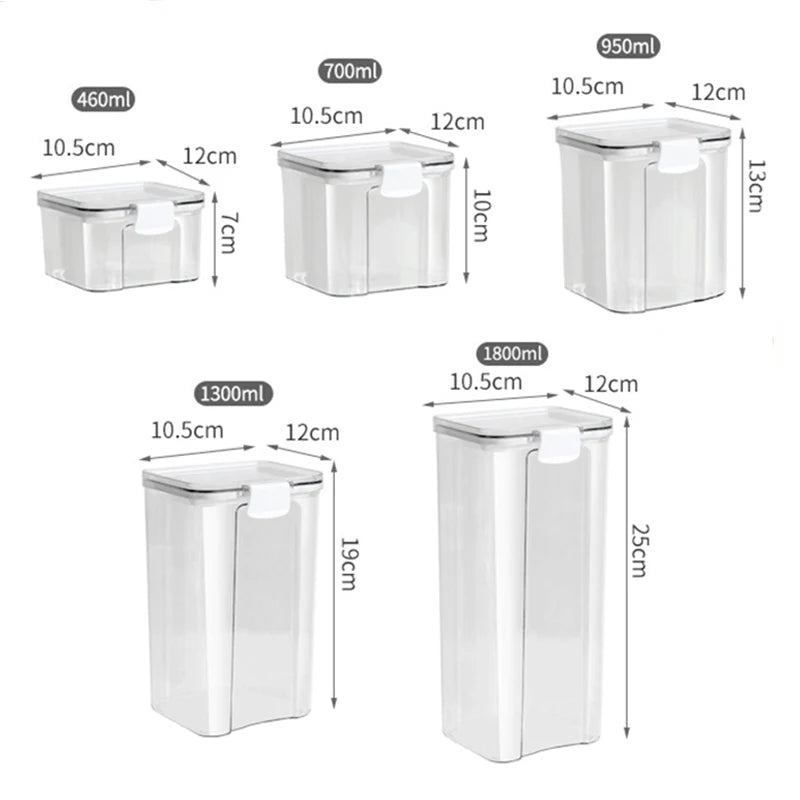 Airtight Food Storage Containers with Lids, Cereal Container Set 460 to 1800 ml, Kitchen Storage Containers for Pantry_09