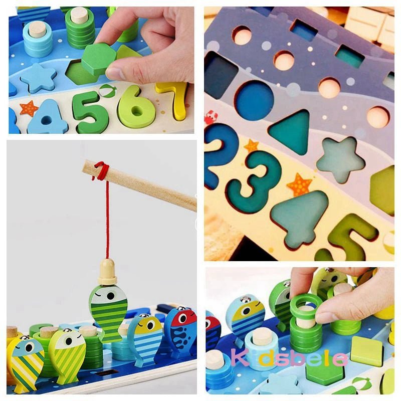 Wooden Puzzle Montessori Counting Board, Number Puzzle with Wooden Fishing Game, Montessori Toys for 3 Year Olds_05