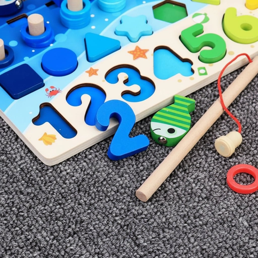 Wooden Puzzle Montessori Counting Board, Number Puzzle with Wooden Fishing Game, Montessori Toys for 3 Year Olds_06