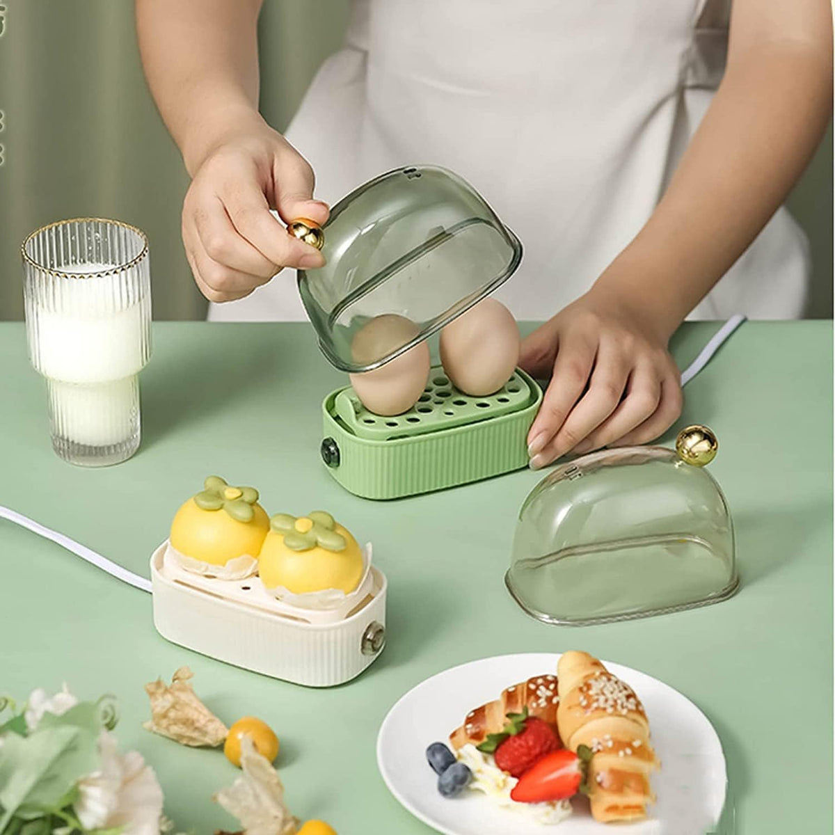 Electric Egg Poacher, Egg Cooker with 3 Heat Settings and Auto Shut Off, Boiled Egg Maker for Breakfast_03