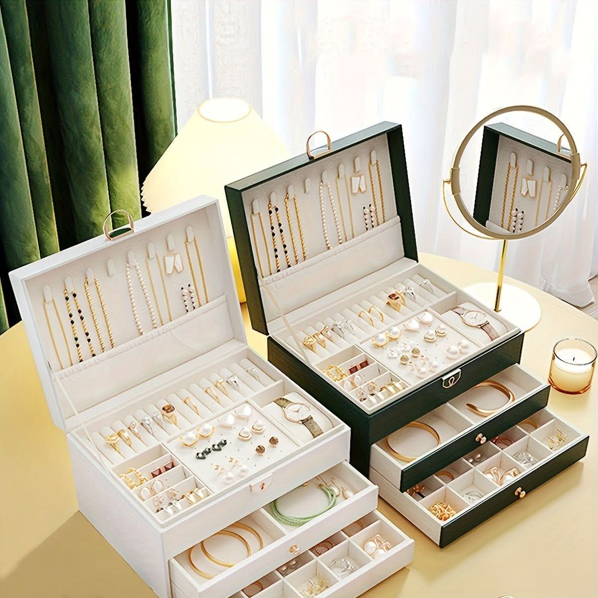 Travel Jewellery Box in PU Leather, Jewellery Organiser for Rings and Necklaces – image 5