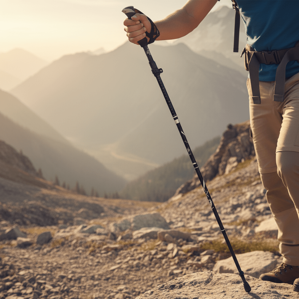 Telescopic Trekking Poles 110-130 cm, Adjustable Hiking Poles in Aluminium, Walking Poles with Ergonomic Non Slip Grip