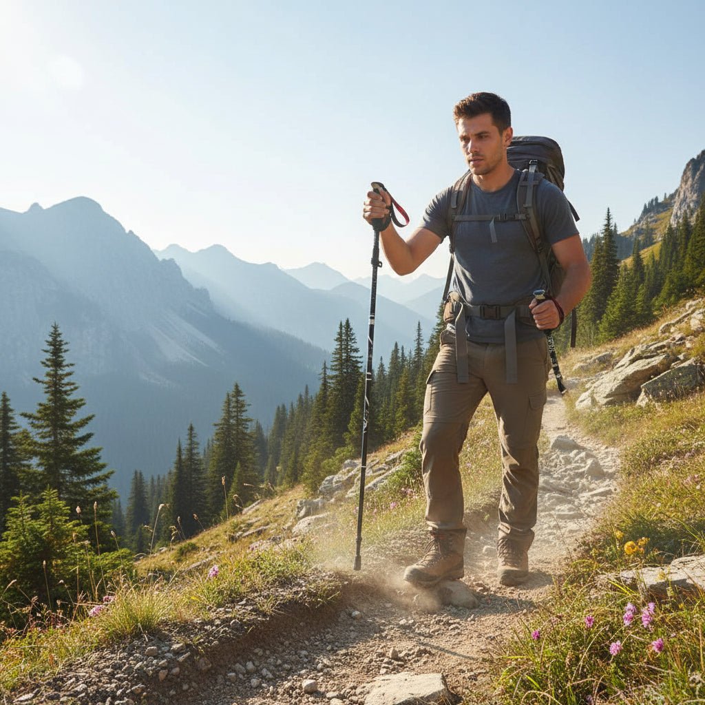 Telescopic Trekking Poles 110-130 cm, Adjustable Hiking Poles in Aluminium