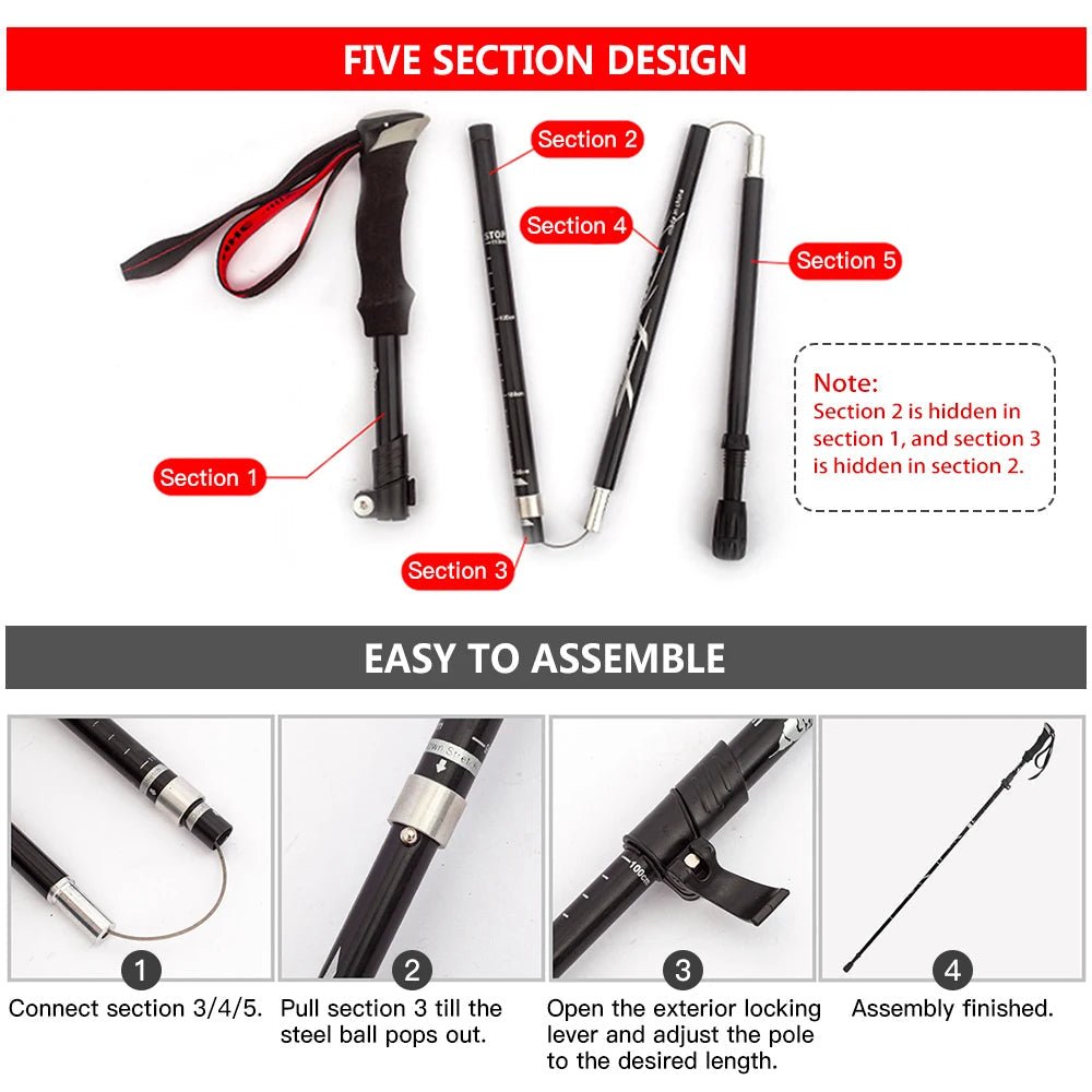Telescopic Trekking Poles 110-130 cm, Adjustable Hiking Poles in Aluminium – image 4