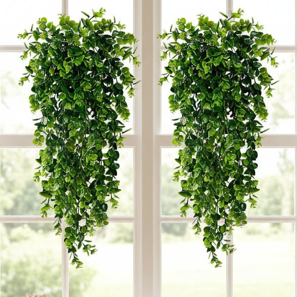 Artificial Plants 2 Pack, Hanging Fake Plants Eucalyptus 75 cm, Indoor Artificial Plants for Home Decor