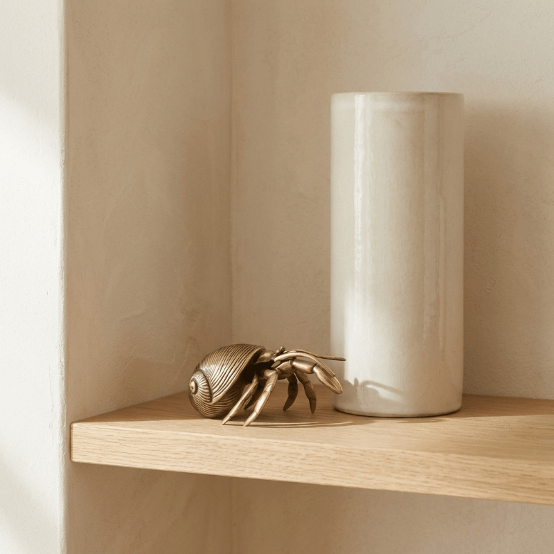 Brass Hermit Crab Figurine, Shelf Ornament for Tables and Display Cases, Coastal Decor – image 5