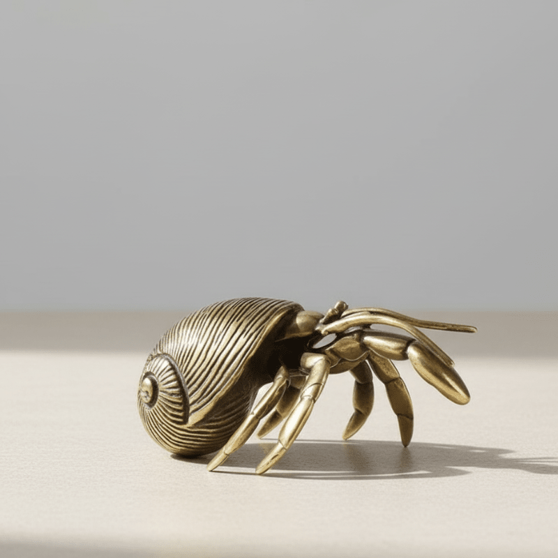 Brass Hermit Crab Figurine, Coastal Decor, Nautical Home Decor – image 7