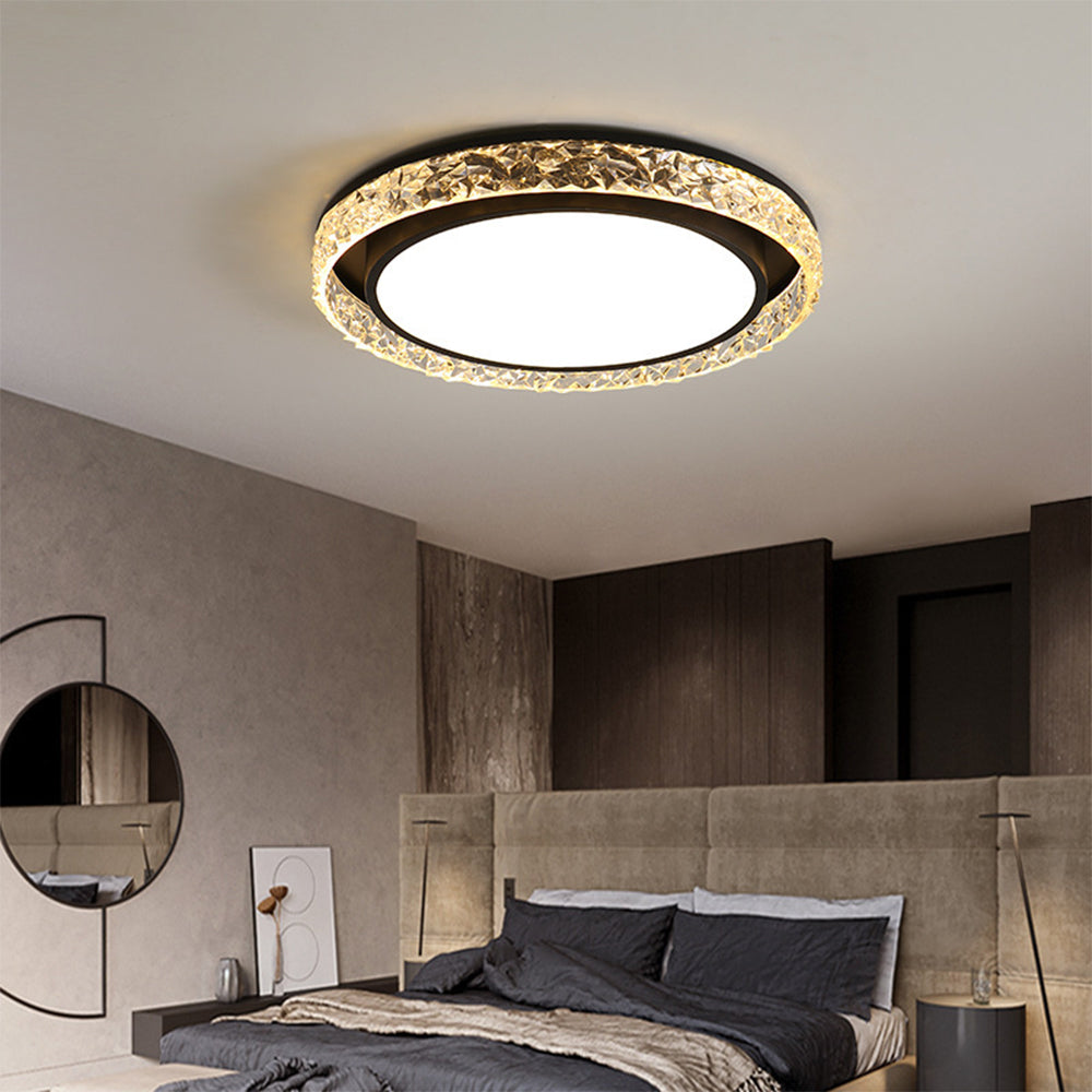 Elegant Flush Mount LED Ceiling Light with Remote Dimming & Adjustable Colors | Modern Crystal Design for Home Ambiance 0