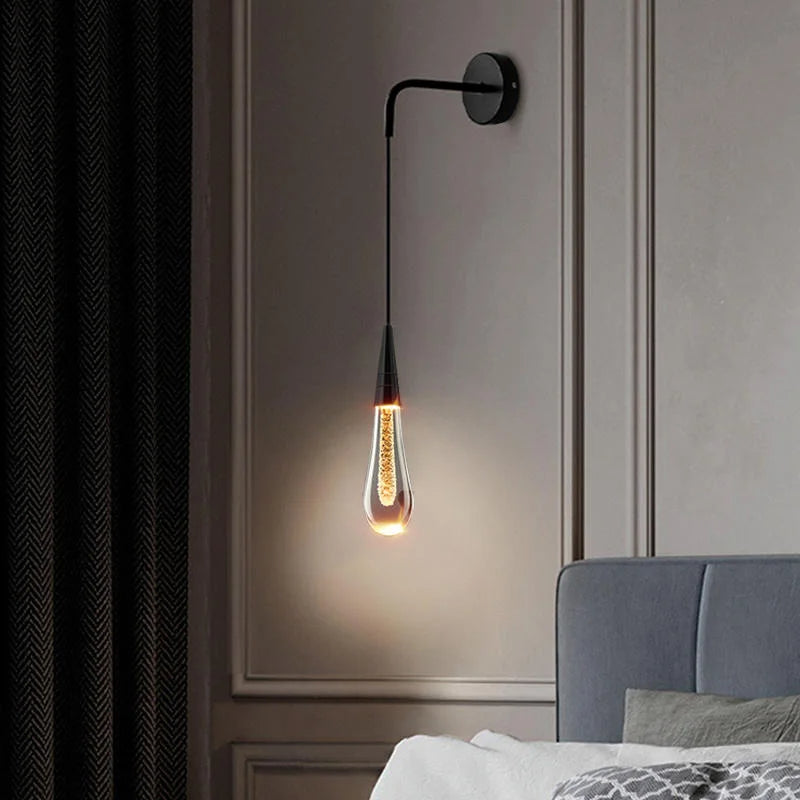 Elegant Raindrop Wall Sconce Lighting with Adjustable Height | Modern Glass Design for Warm Ambience 4